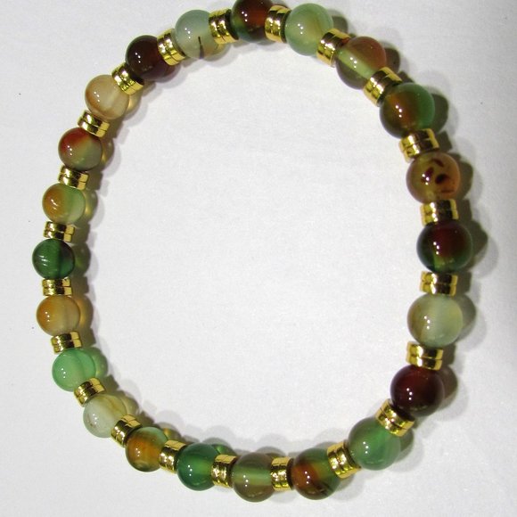 Natural Peacock Agate Gemstone Bracelet - Picture 3 of 4